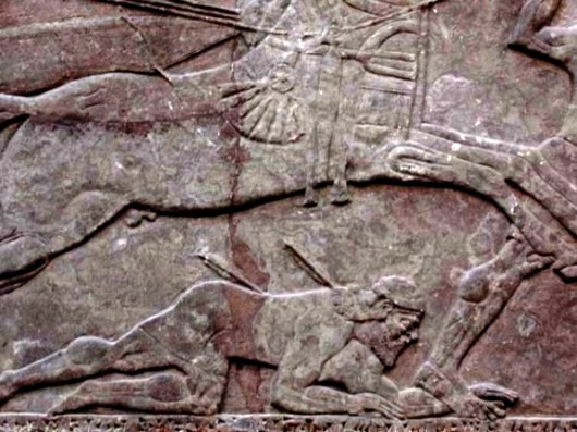 Bible warriors, soldiers: Ahab, husband of Jezebel. Wall carving from the northwest palace at Nimrud: a soldier in battle struck a mortal wound by an arrow; he is trampled underfoot by a chariot horse Bible warriors, soldiers: Ahab, husband of Jezebel. Wall carving from the northwest palace at Nimrud: a soldier in battle struck a mortal wound by an arrow; he is trampled underfoot by a chariot horse