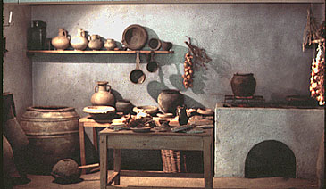 Ancient houses: Reconstruction of a kitchen in Roman times Ancient houses: Reconstruction of a kitchen in Roman times