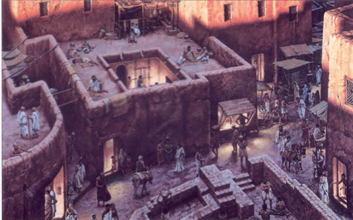 Ancient clothes & houses: Reconstruction of an ancient village or town with streets and houses Ancient clothes & houses: Reconstruction of an ancient village or town with streets and houses