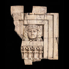 BIBLE WOMEN: DEBORAH: NIMRUD WOMAN AT THE WINDOW IVORY CARVING from the north-west palace of Ashurnasirpal II at Nimrud