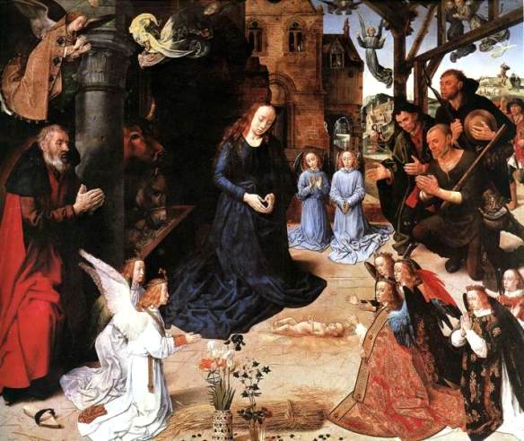 Angel paintings: The Adoration of the Shepherds, Hugo van der Goes