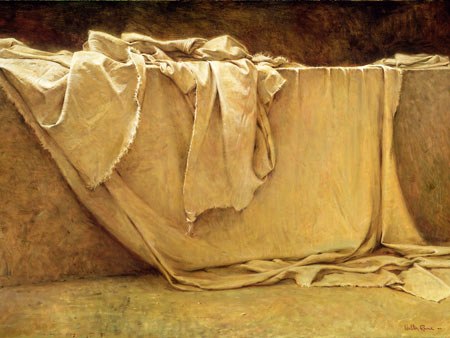 Burial clothes in the empty tomb of Jesus of Nazareth