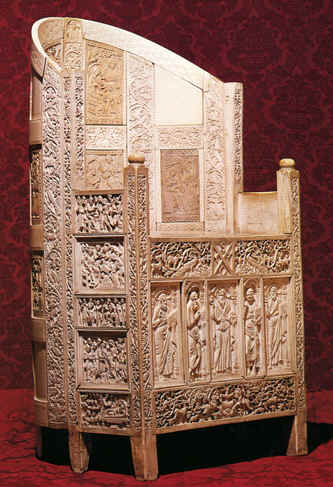 Bible Kings: Archaeologists found 12,000 pieces of carved ivory in the burned ruins of the palace at Samaria, which is why it was called the 'Ivory House'. The throne above, though from a later period, shows how ivory plaques were used to decorate furniture and walls in ancient palaces
