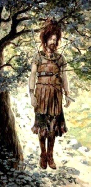 Bible Murders: Absalom. The death of Absalom, painting by James Tissot; Absalom's body hangs from the tree in which his hair was caught