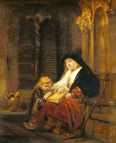 Hannah in the temple, Rembrandt