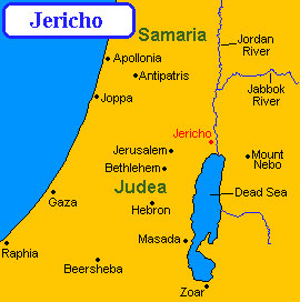 Bible Soldiers & Warriors: Map of Jericho and the surrounding country, showing Judea and Samaria