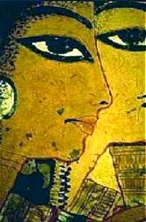 Heavy make-up on the faces of ancient Egyptian women