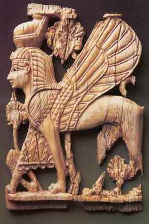 Bible queen Athaliah. Ivory carving of a winged cherub