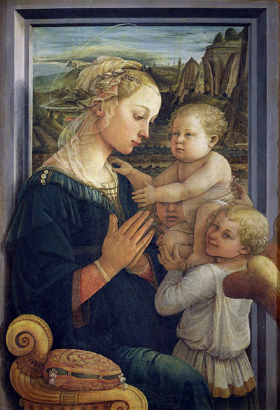 Bible Paintings - Madonna and Child with Angels, Fra Filippo Lippi, 1457-1465