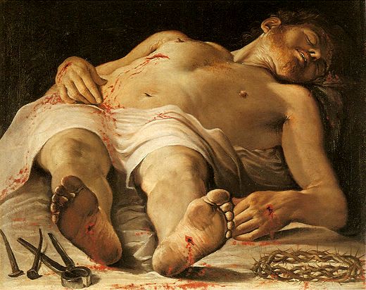 The Dead Christ, Annibale Carriacci, painting