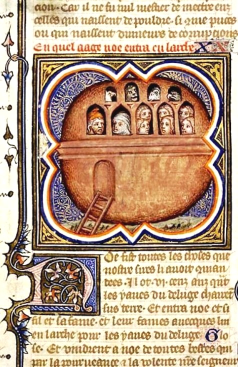 The Ark drifting on the water, Illustrator Petrus Comestors 1372