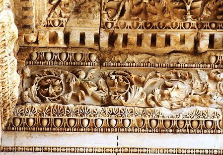 Roof/ceiling of the Celsus Library in Ephesus; it is from a slightly later period than Prisca's visit to the city, but gives an idea of the sumptuous sophistication of the city she saw