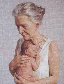 Sarah: Elderly woman with new-born baby