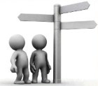 MaryN_140_10 Two cartoon figures looking at a signpost