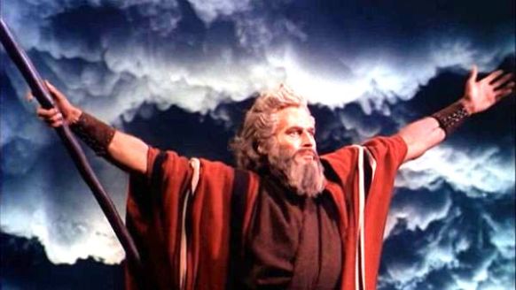 Bible movies, films. The Ten Commandments. The Parting of the Red (Reed) Sea in 'The Ten Commandments'