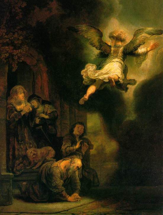 Book of Tobit: Rembrandt's painting of the departure of the archangel Raphael from Tobit's family