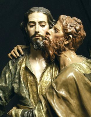 Bad Gospel Men: Judas. The Kiss of Judas, Spanish carving