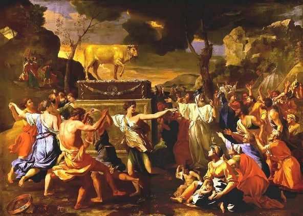 Paintings of Moses: 'Adoration of the Golden Calf', Nicolas Poussin, 1633