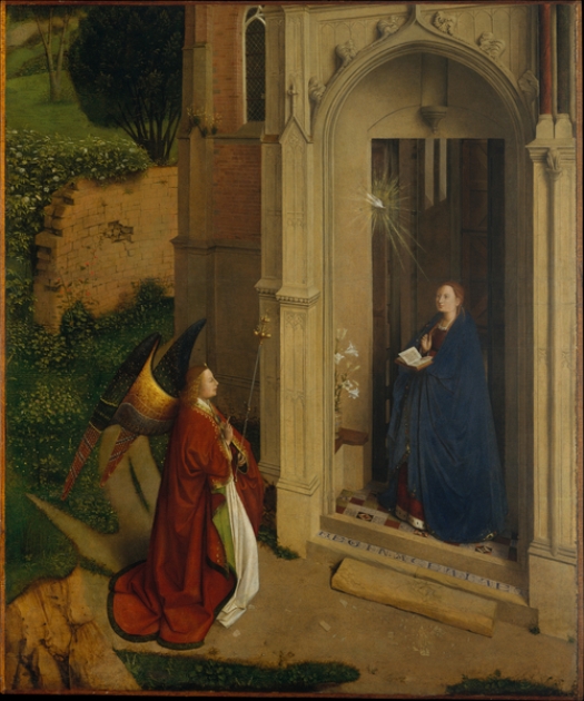 Paintings of Mary, mother of Jesus. Annunciation, 1452, Petrus Christus
