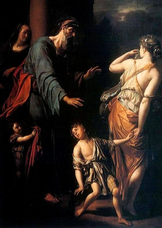 Paintings of Hagar, Isaac, Sarah and Abraham: 'The Expulsion of Hagar', Adrien van der Werfft