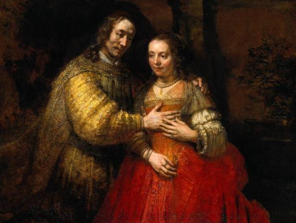 Isaac, Rebecca paintings: The Jewish Bride, by Rembrandt