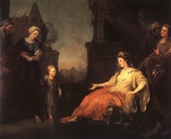 Moses Paintings: Moses brought before Pharaoh's daughter, William Hogarth, 1746