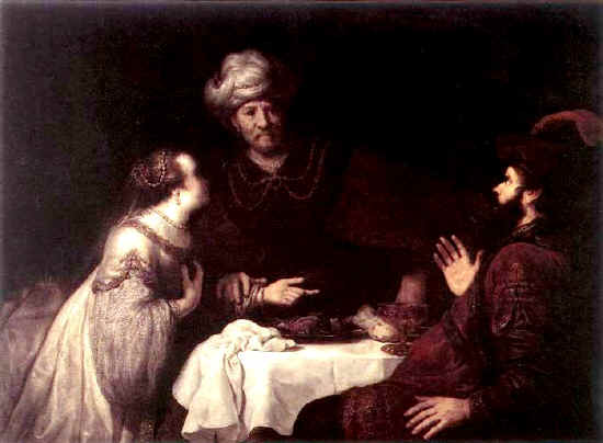 Esther paintings: Jan Victors, Esther and Haman before Ahasuerus