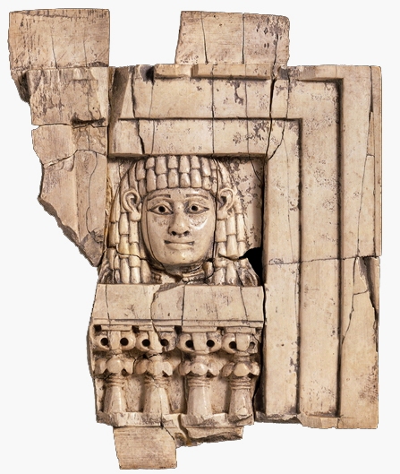 Bad Bible Women: Maacah. Small piece of carved ivory excavated at ancient Nimrud: it shows the 'Woman at the Window', at a harem? or a temple? Is she human or goddess?