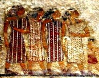 The nomadic Hebrew tribesmen with Aaron and Moses may have looked like these people, from a mural at a tomb at Beni-Hassan in Egypt