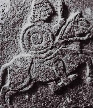 Wall carving of a mounted warrior, Tel Halaf
